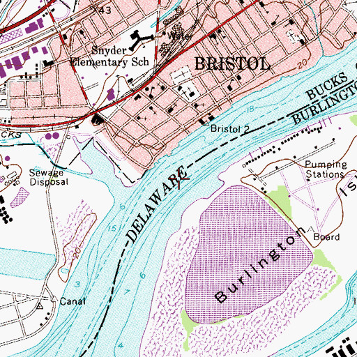 Topographic Map of Canal Channel, NJ