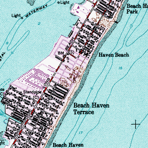 Topographic Map of The Dunes, NJ