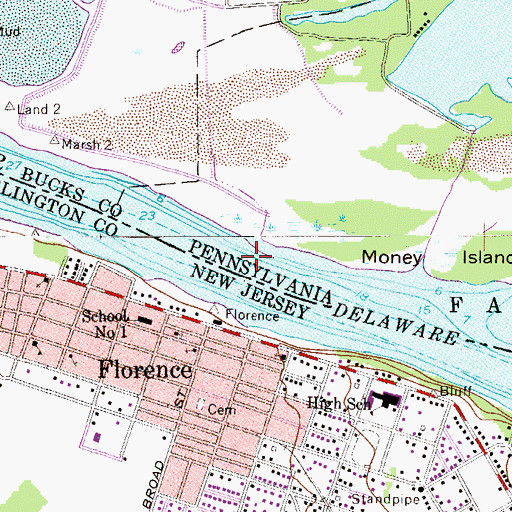 Topographic Map of Florence Range, NJ