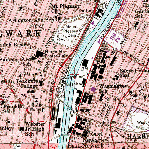Topographic Map of Kearny Reach, NJ