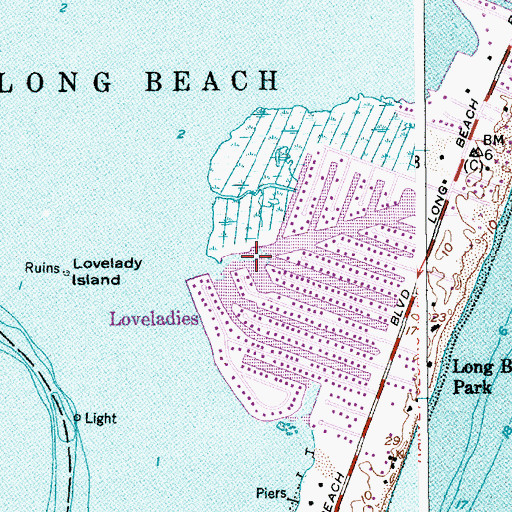 Topographic Map of Loveladies Harbor, NJ