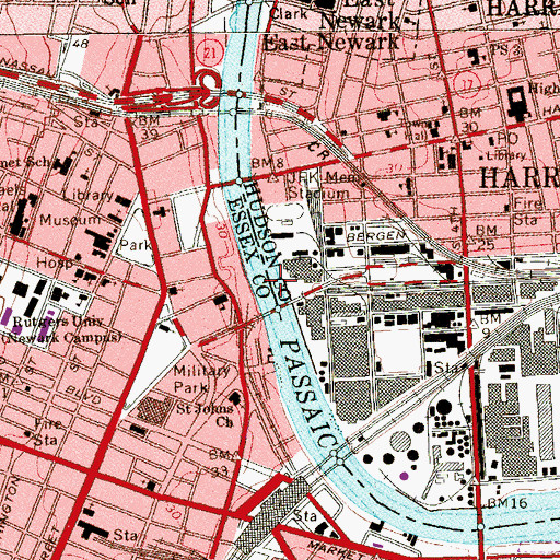 Topographic Map of Newark Reach, NJ