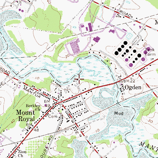 Topographic Map of Parkers Landing, NJ
