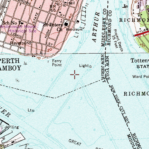 Topographic Map of Raritan River Cutoff, NJ