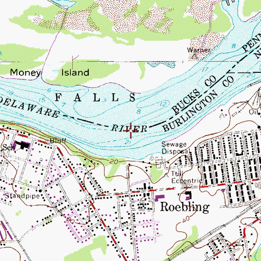 Topographic Map of Roebling Range, NJ