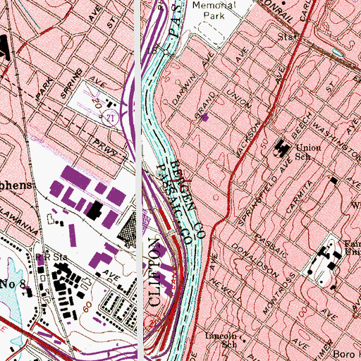 Topographic Map of Rutherford Reach, NJ