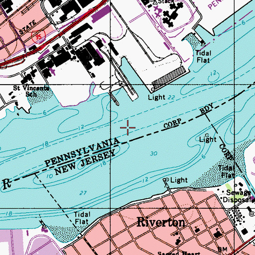 Topographic Map of Tacony Channel, NJ