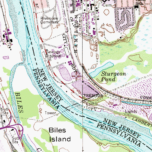 Topographic Map of Trenton Marine Terminal, NJ