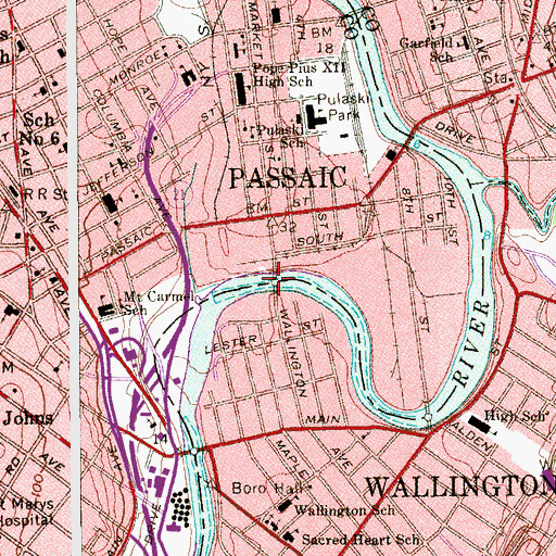 Topographic Map of Wallington Reach, NJ