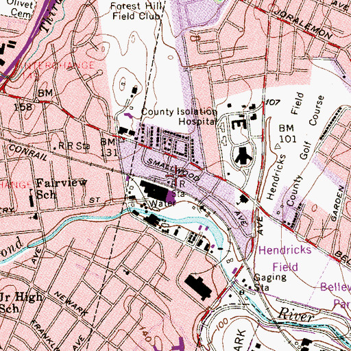 Topographic Map of Belwood Park, NJ