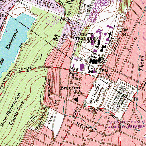 Topographic Map of Montclair Heights, NJ