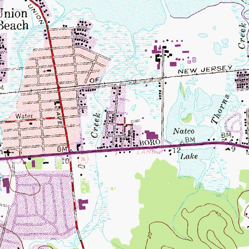 Topographic Map of Natco, NJ