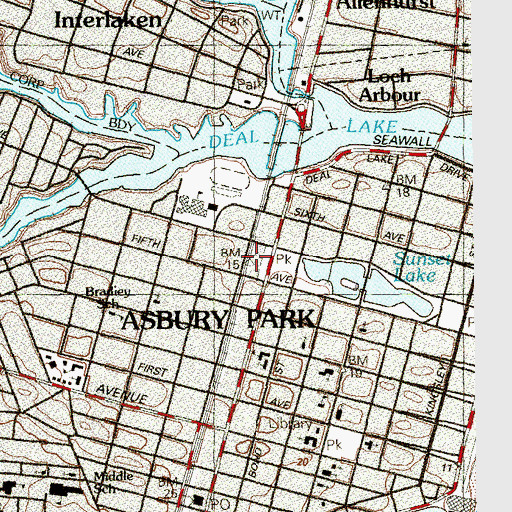 Topographic Map of North Asbury Park, NJ