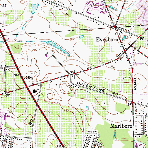 Topographic Map of Donlontown, NJ