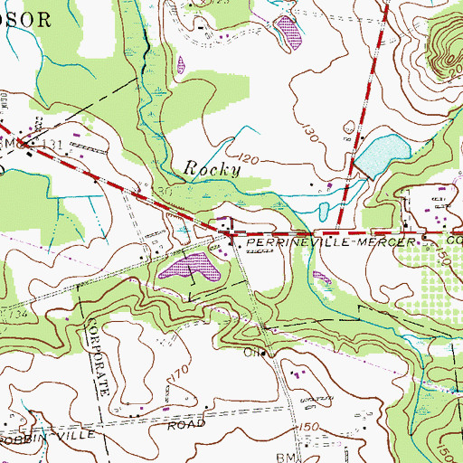 Topographic Map of Elys Corner, NJ