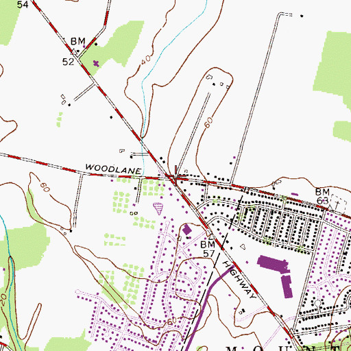 Topographic Map of Woodlane, NJ