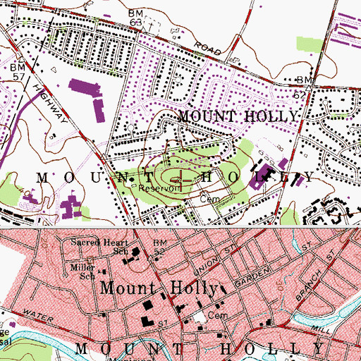 Topographic Map of Mount Holly, NJ