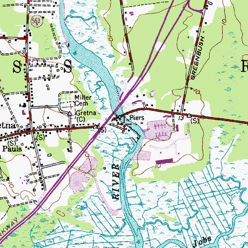 Topographic Map of Bass River, NJ