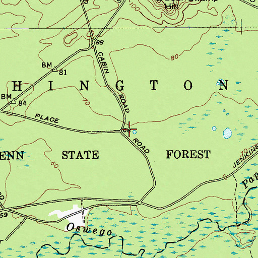 Topographic Map of Penn Place, NJ