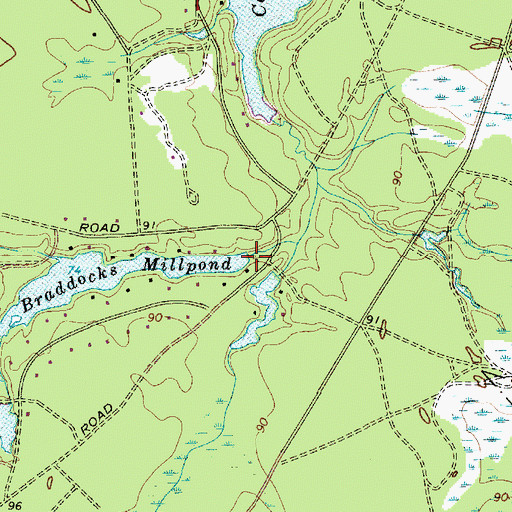 Topographic Map of Braddocks Mill, NJ