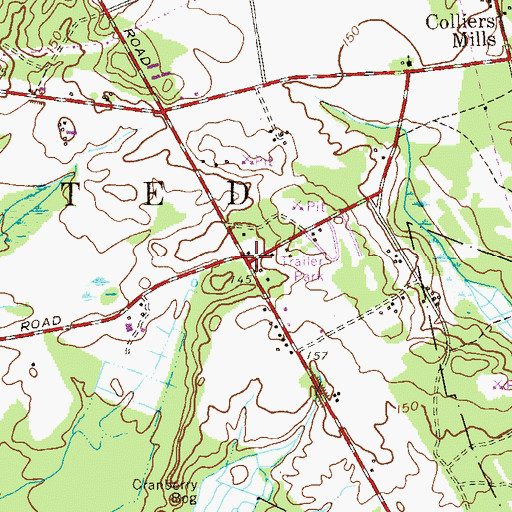 Topographic Map of Woodruff, NJ