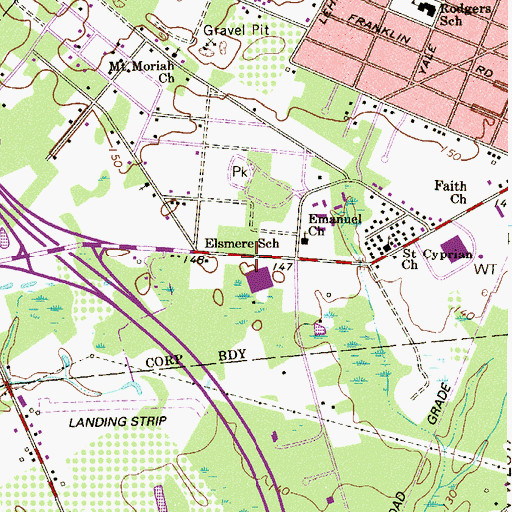 Topographic Map of Elsmere, NJ