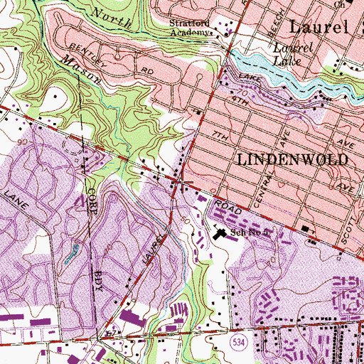 Topographic Map of Brownsville, NJ