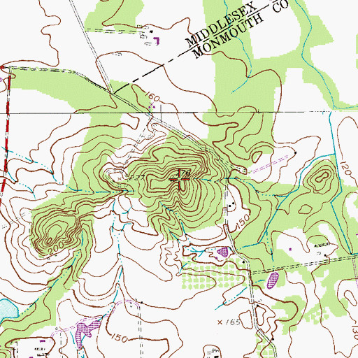 Topographic Map of Disbrows Hill, NJ