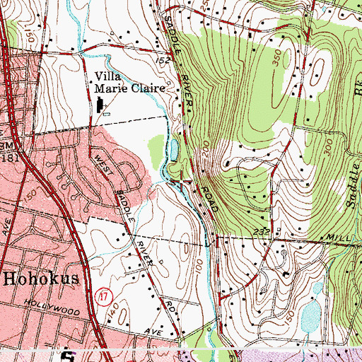Topographic Map of Saddle River Valley, NJ