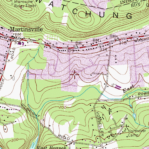 Topographic Map of Washington Valley, NJ