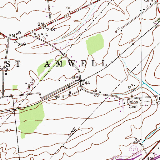 Topographic Map of Boss Road, NJ