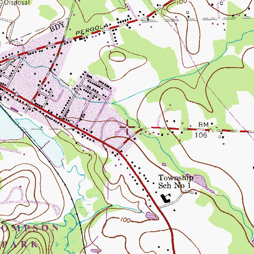 Topographic Map of Jamesburg Gardens, NJ
