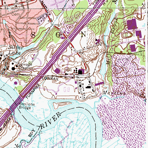 Topographic Map of Greensand, NJ