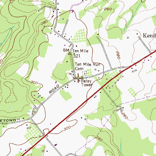 Topographic Map of Ten Mile Run, NJ
