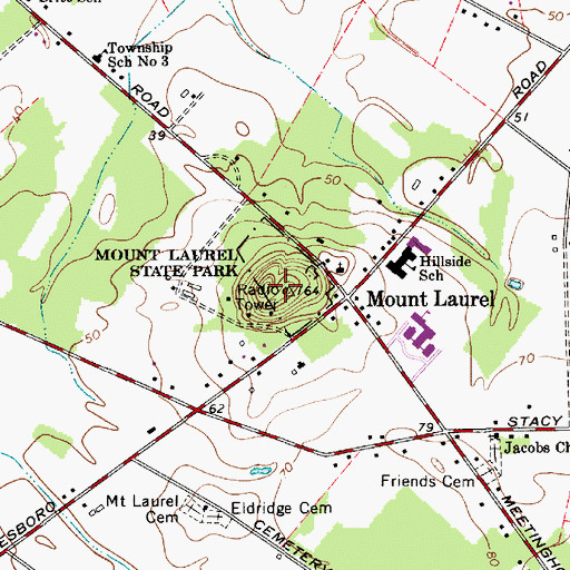 Topographic Map of Mount Laurel, NJ
