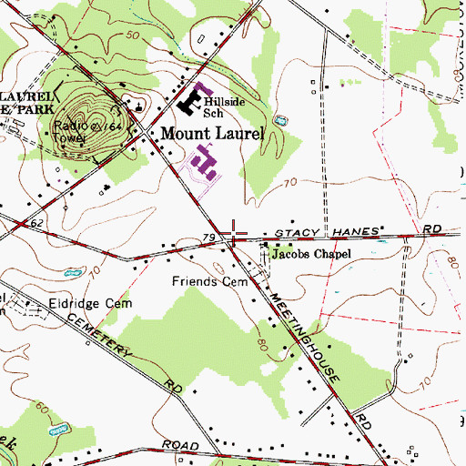 Topographic Map of Colemantown, NJ