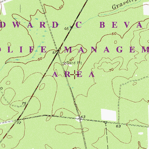 Topographic Map of Edward G Bevan Fish and Wildlife Management Area, NJ