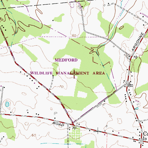 Topographic Map of Medford Fish and Wildlife Management Area, NJ