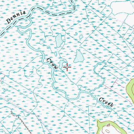 Topographic Map of Dennis Creek Fish and Wildlife Management Area, NJ
