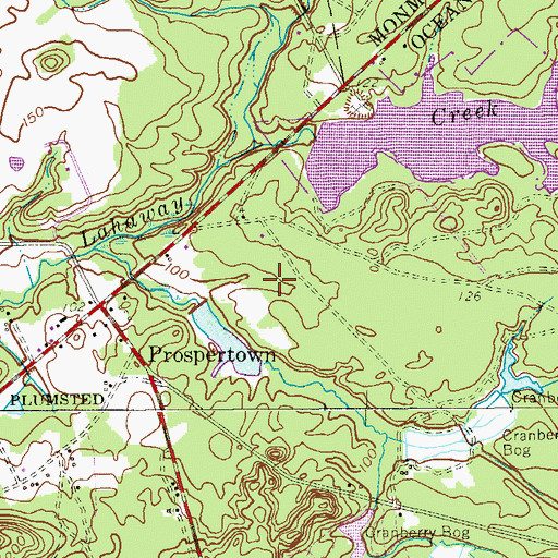 Topographic Map of Prospertown Lake Wildlife Management Area, NJ