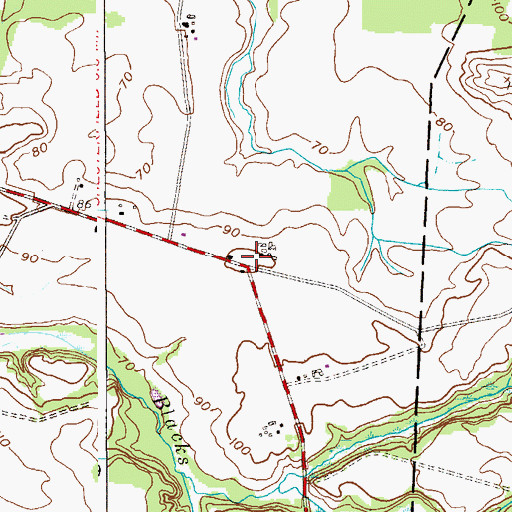 Topographic Map of Davisville, NJ