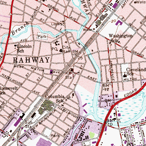 Topographic Map of Rahway Station, NJ