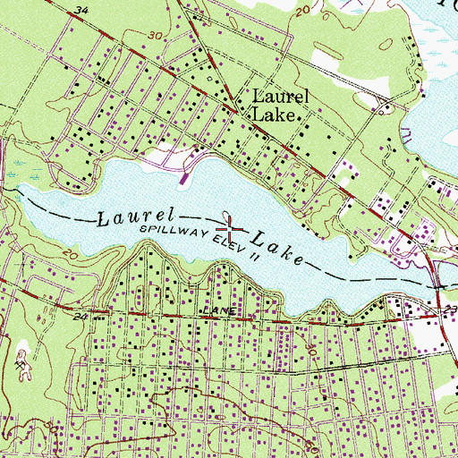 Topographic Map of Laurel Lake, NJ