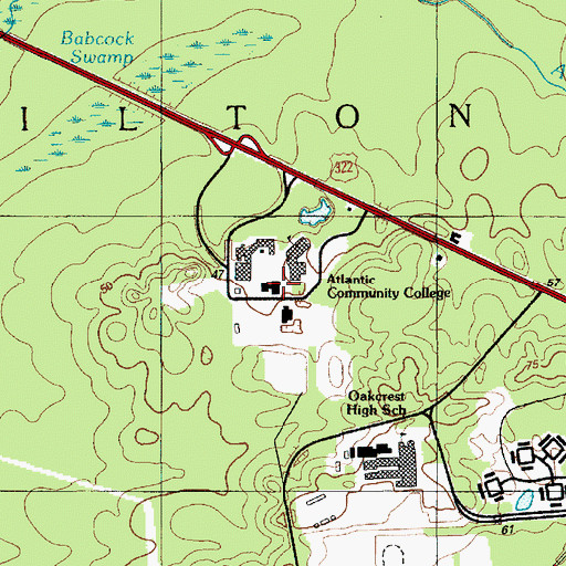 Topographic Map of Atlantic Community College, NJ