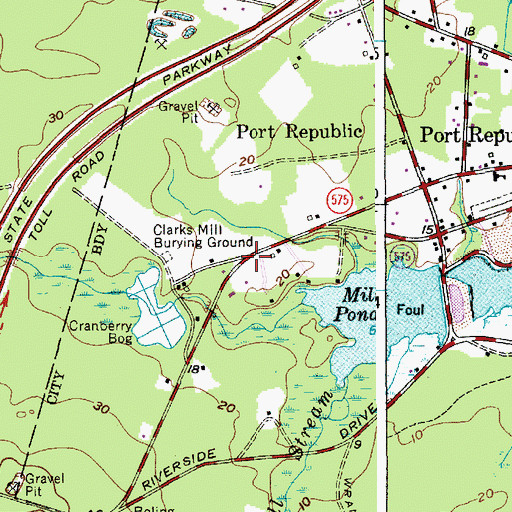Topographic Map of Clarks Mill, NJ