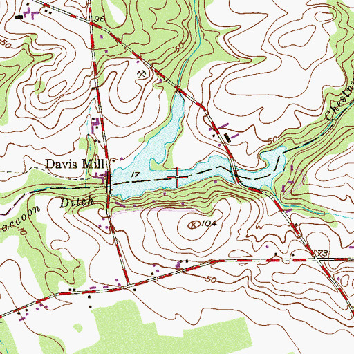 Topographic Map of Davis Millpond, NJ