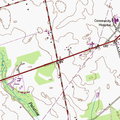 Topographic Map of Steels Corner, NJ