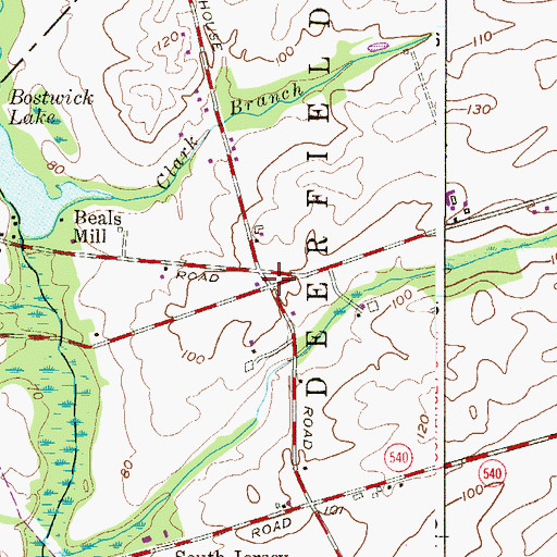 Topographic Map of Watsons Corner, NJ
