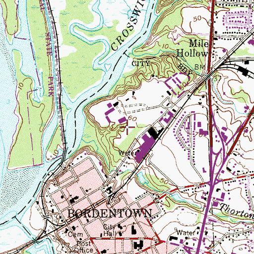 Topographic Map of Bordentown Seminary, NJ