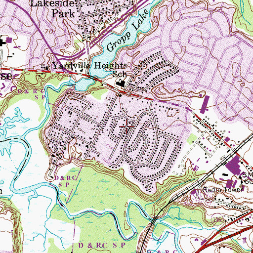 Topographic Map of Yardville Heights, NJ